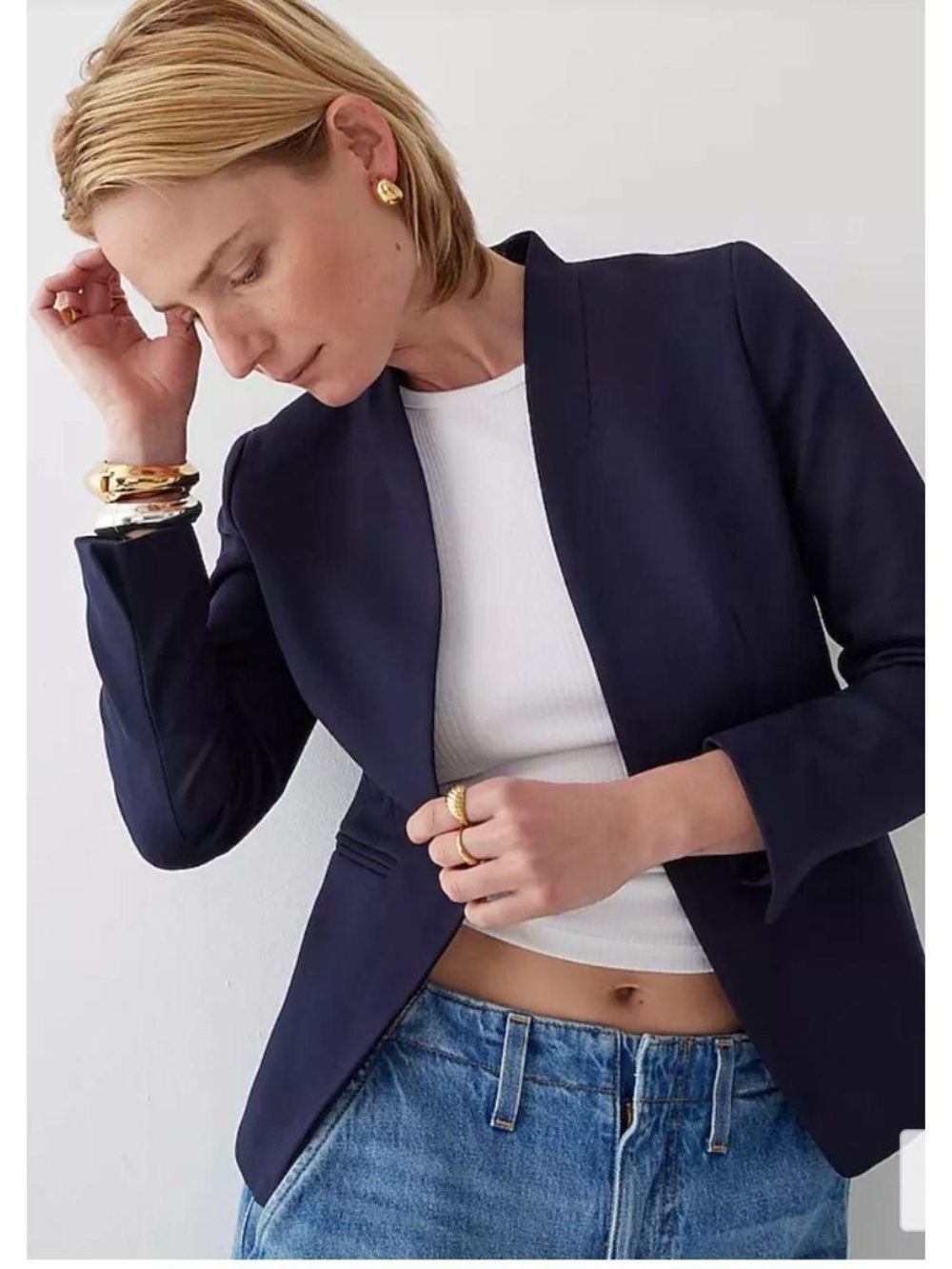 Women's J Crew Navy Open-Front Blazer Jacket